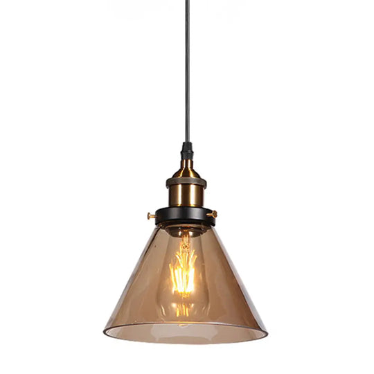 Nautical Glass Pendulum Pendant Light For Dining Room Suspension Amber / Cone