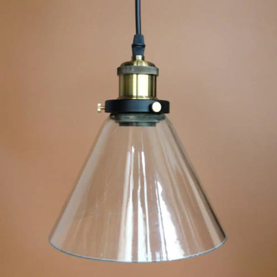 Nautical Glass Pendulum Pendant Light For Dining Room Suspension Clear / Cone