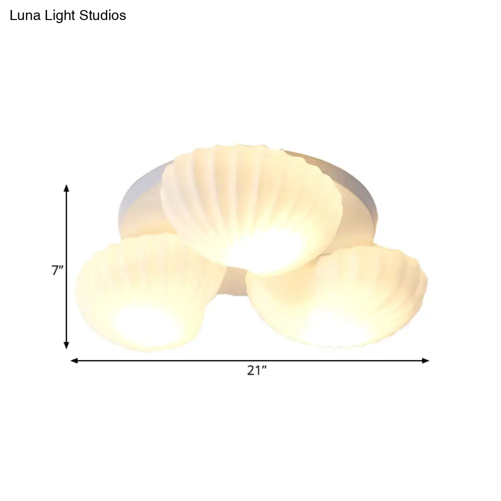 Nautical Glass Scallop Shell Flush Light - 3/5 - Light Mount Ceiling Lighting For Living Room