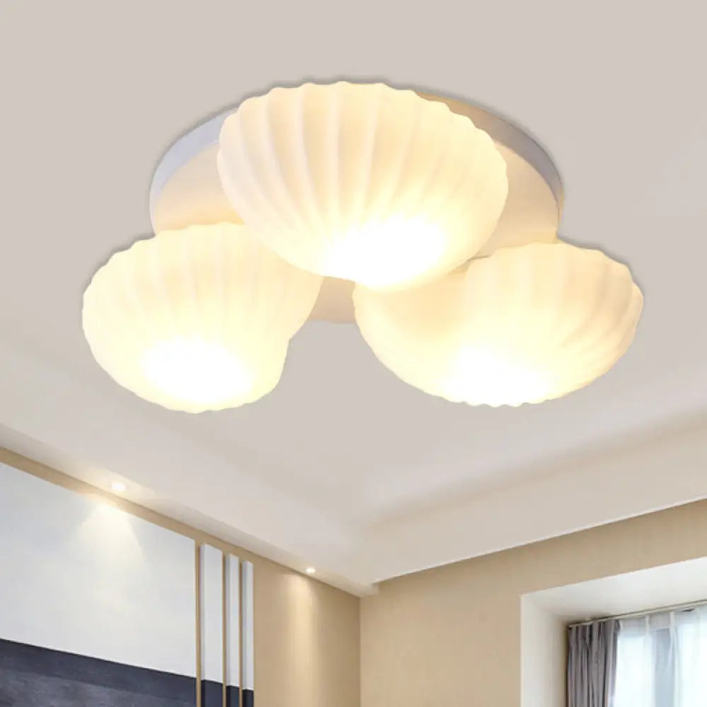 Nautical Glass Scallop Shell Flush Light - 3/5 - Light Mount Ceiling Lighting For Living Room 3 /