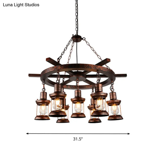 Nautical Hanging Light Kit With Rope Cord - 3/7 Head Metallic Chandelier Pendant In Copper