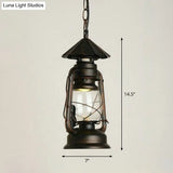 Nautical Kerosene Lantern Pendant Light - Clear Glass Hanging Lamp For Corridor