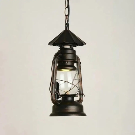 Nautical Kerosene Lantern Pendant Light - Clear Glass Hanging Lamp For Corridor Copper / Umbrella