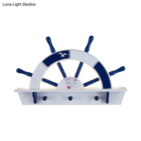 Nautical Led Wall Sconce In Blue For Boys Bedroom