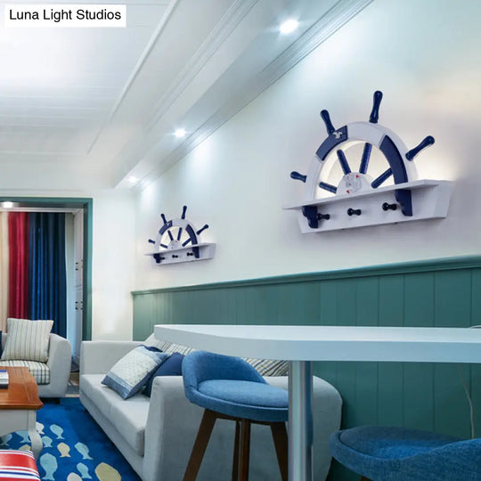 Nautical Led Wall Sconce In Blue For Boys Bedroom