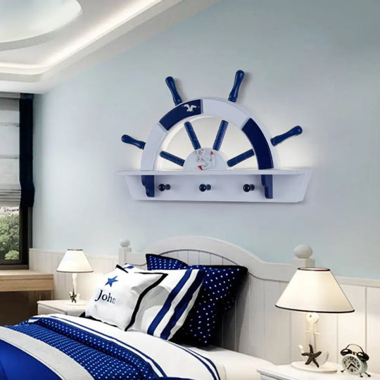 Nautical Led Wall Sconce In Blue For Boys Bedroom