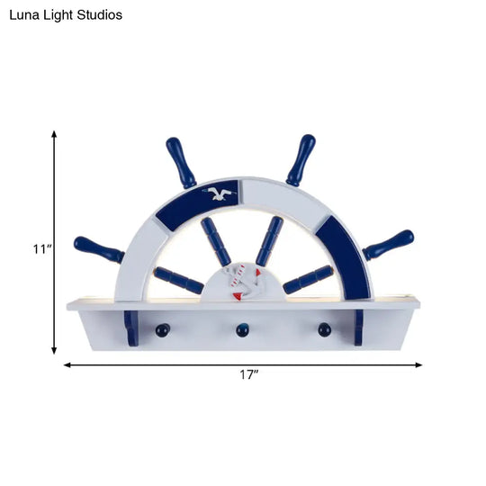 Nautical Led Wall Sconce In Blue For Boys Bedroom