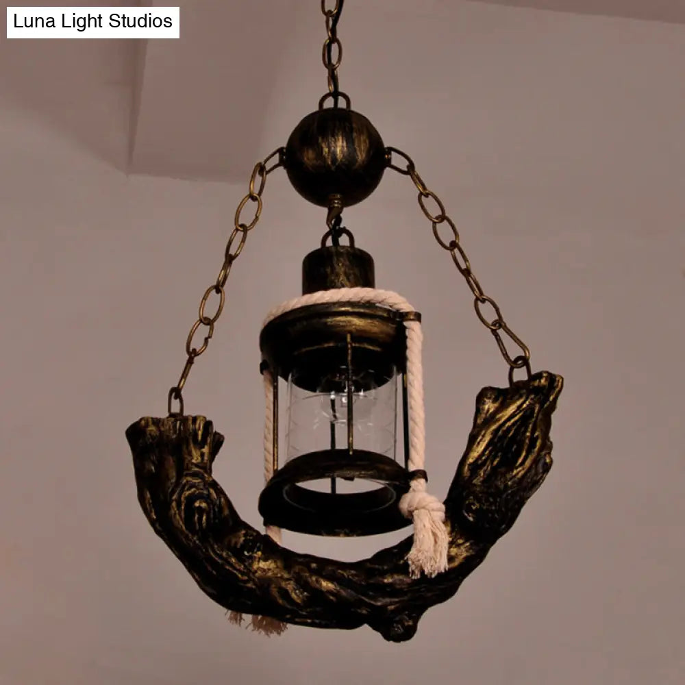 Nautical Metal Sailboat Suspension Lamp - Overhead Bronze Pendant With 1 Light