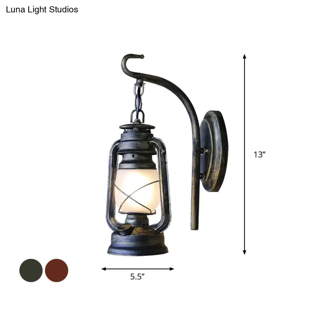 Nautical Single Wall Lamp With Frosted Glass And Bronze/Copper Finish