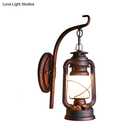 Nautical Single Wall Lamp With Frosted Glass And Bronze/Copper Finish