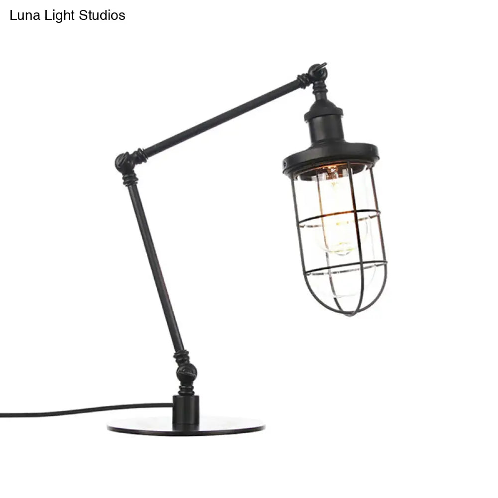 Nautical Style 1 Light Metal Table Lamp In Adjustable Black/Brass Finish - Ideal For Restaurants