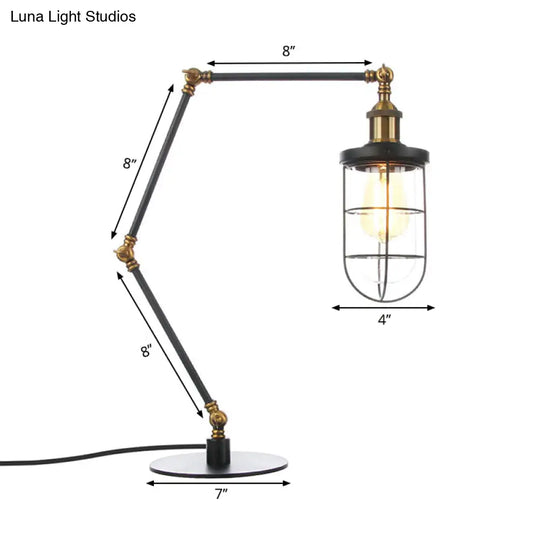 Nautical Style 1 Light Metal Table Lamp In Adjustable Black/Brass Finish - Ideal For Restaurants