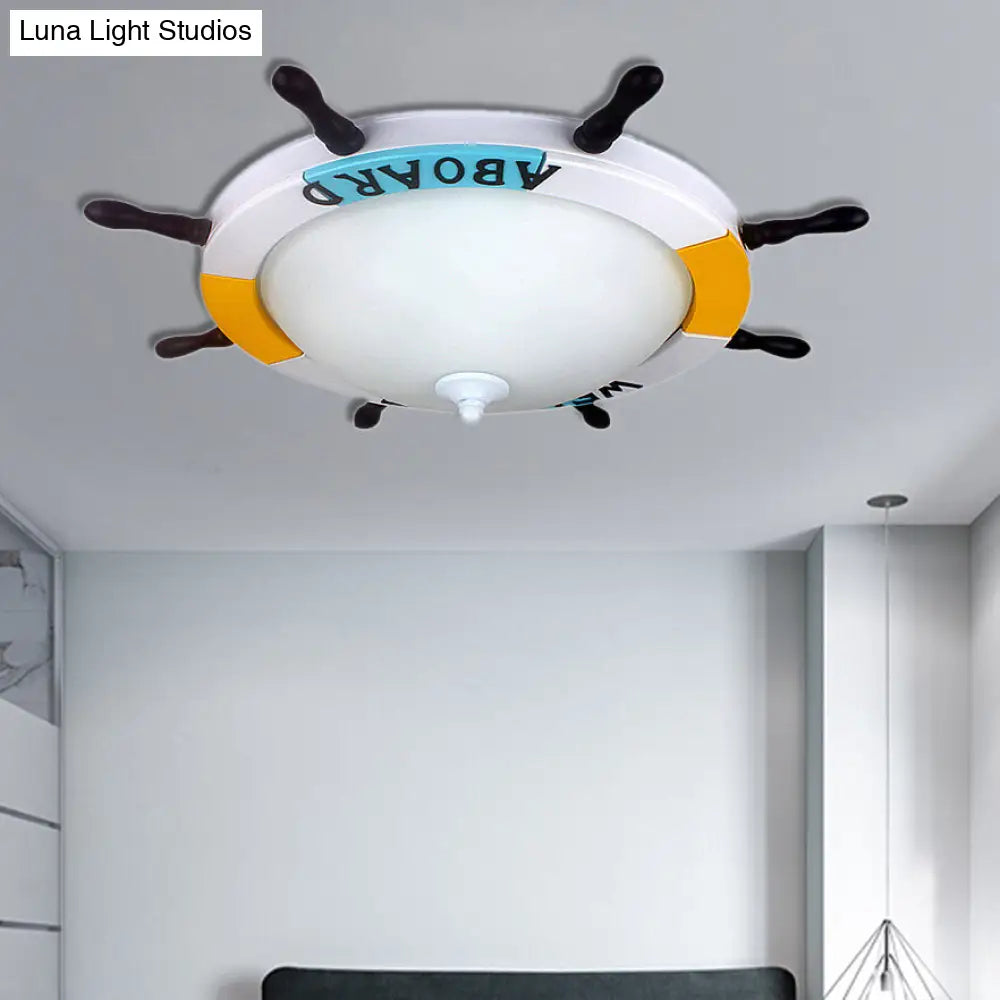 Nautical Style Led Living Room Flush Ceiling Light With Acrylic Shade - White Mount Lighting