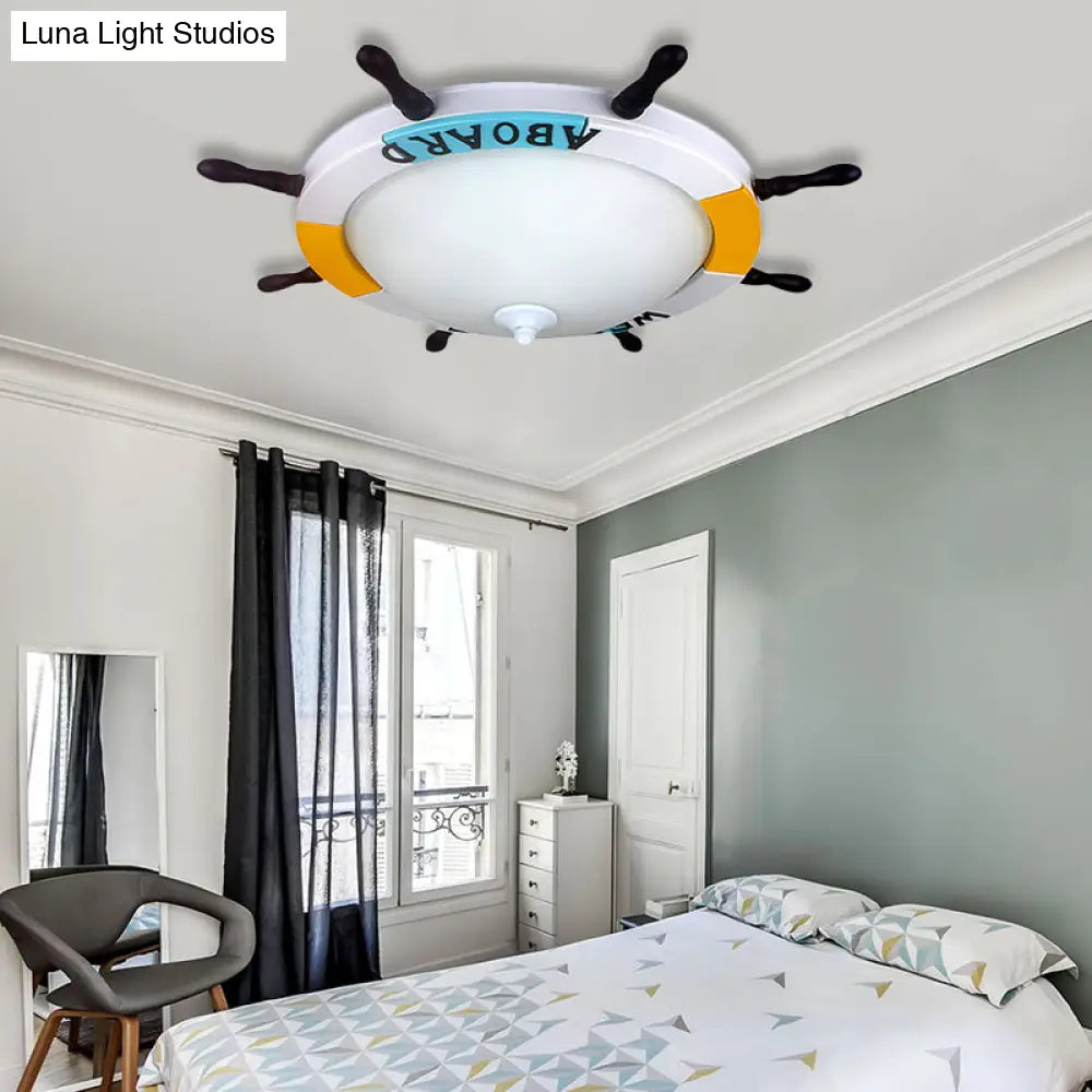 Nautical Style Led Living Room Flush Ceiling Light With Acrylic Shade - White Mount Lighting