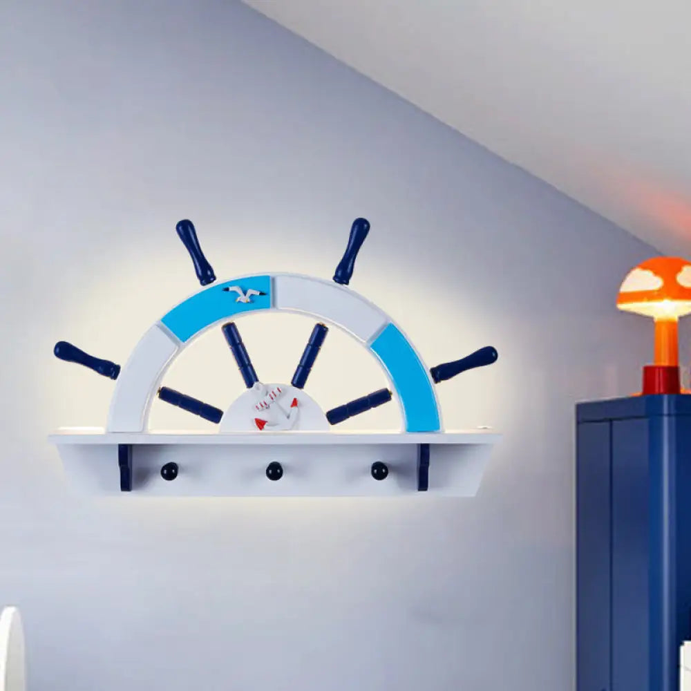 Nautical-Style Sky Blue Acrylic Half-Rudder Wall Light For Boys Bedroom