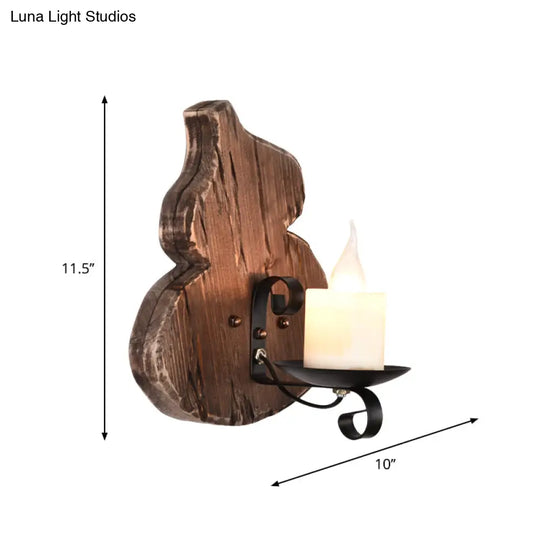 Nautical Wood Kerosene Lantern Wall Lamp: Brown Mount Light With Backplate