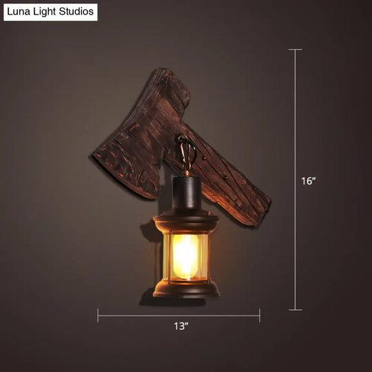 Nautical Wooden Wall Lamp - Geometric Lighting Fixture For Living Room