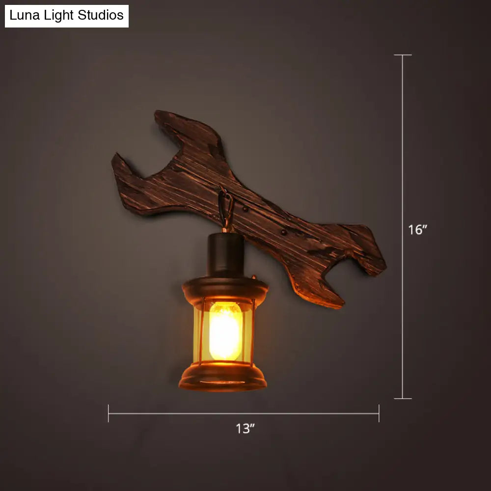 Nautical Wooden Wall Lamp - Geometric Lighting Fixture For Living Room