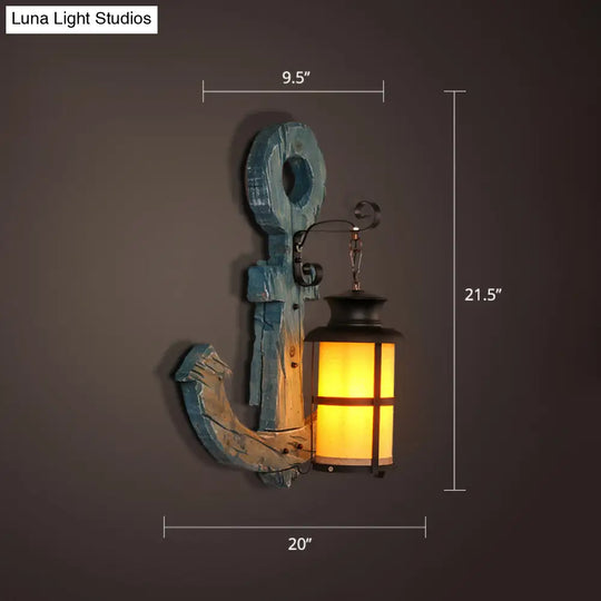 Nautical Wooden Wall Lamp - Geometric Lighting Fixture For Living Room