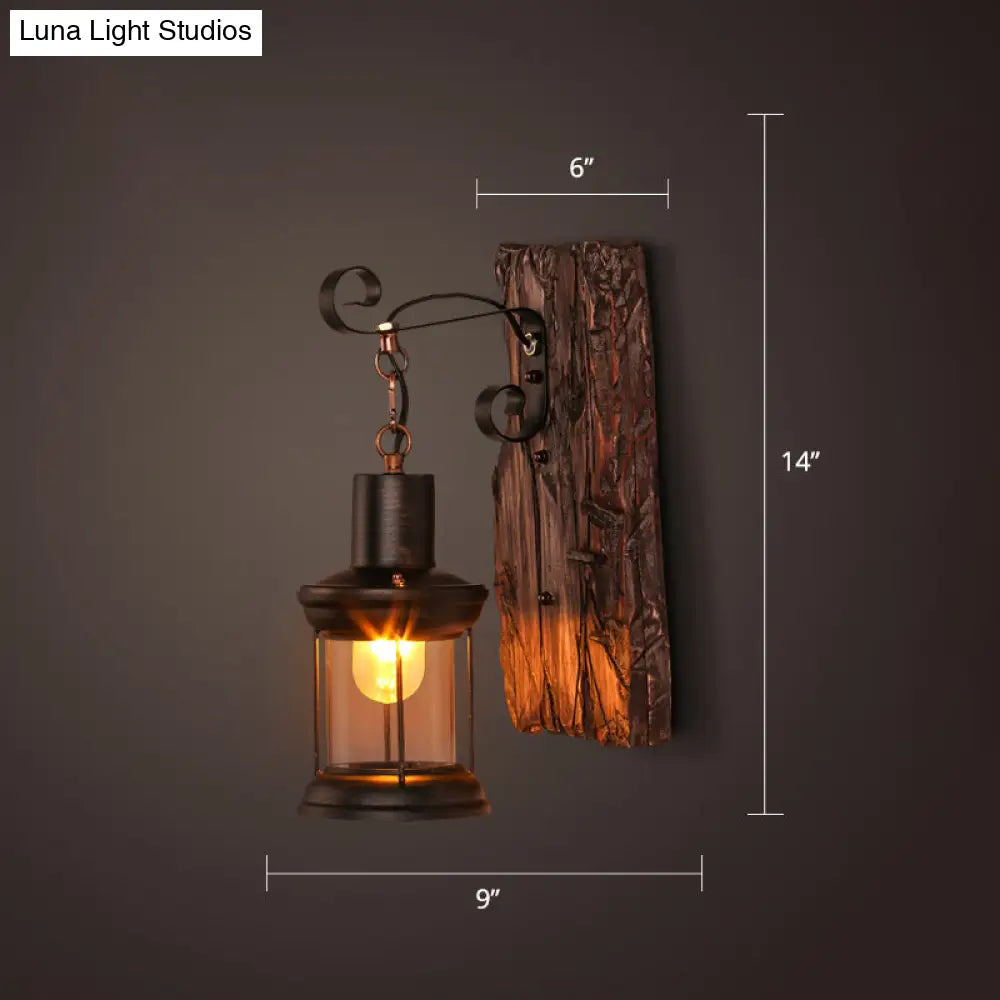 Nautical Wooden Wall Lamp - Geometric Lighting Fixture For Living Room