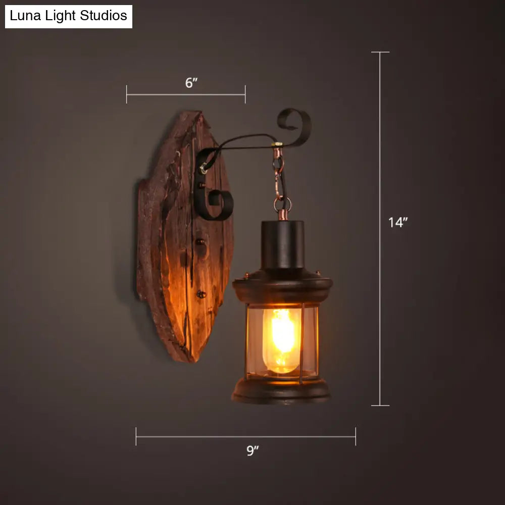 Nautical Wooden Wall Lamp - Geometric Lighting Fixture For Living Room