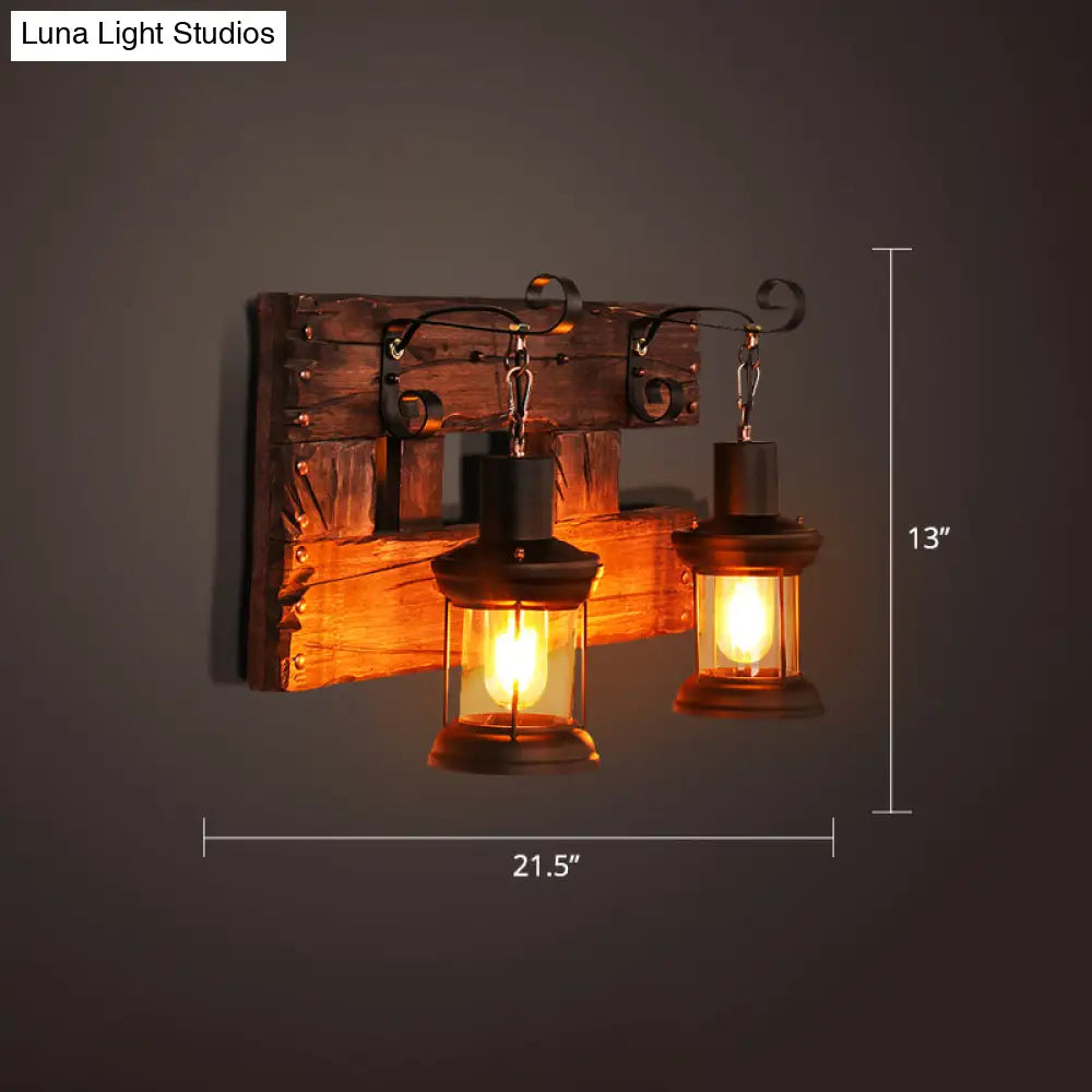 Nautical Wooden Wall Lamp - Geometric Lighting Fixture For Living Room