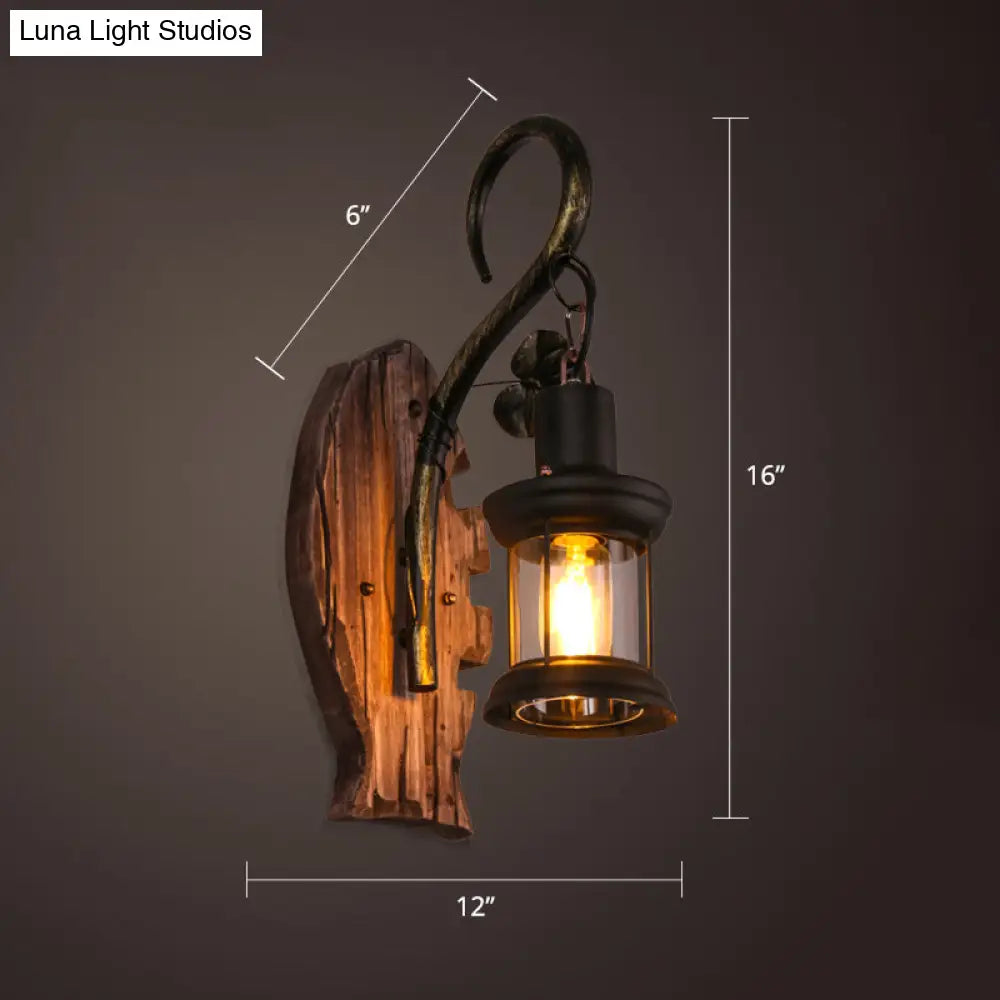 Nautical Wooden Wall Lamp - Geometric Lighting Fixture For Living Room