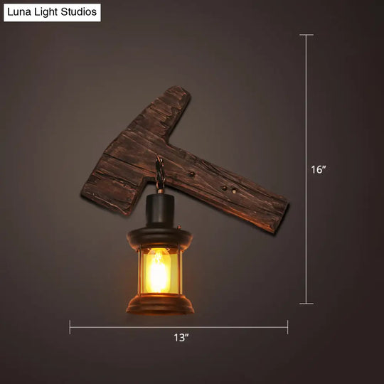 Nautical Wooden Wall Lamp - Geometric Lighting Fixture For Living Room