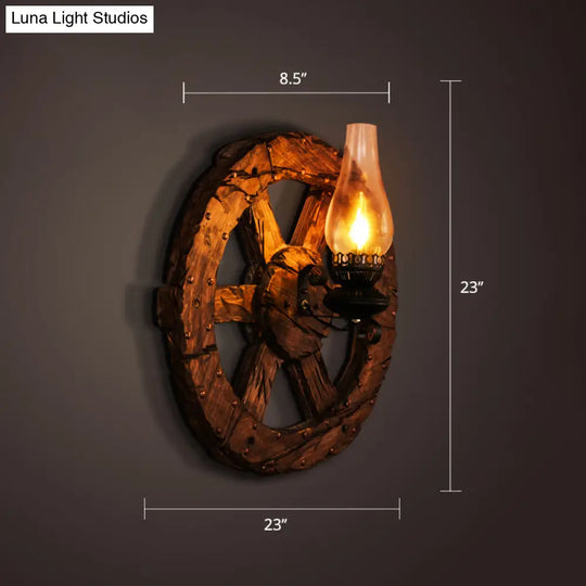 Nautical Wooden Wall Lamp - Geometric Lighting Fixture For Living Room