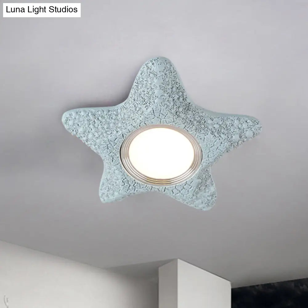 Navigate The Seas With Rudder Flush Mount Lighting Fixture For Kids Room In Blue Ceiling Light