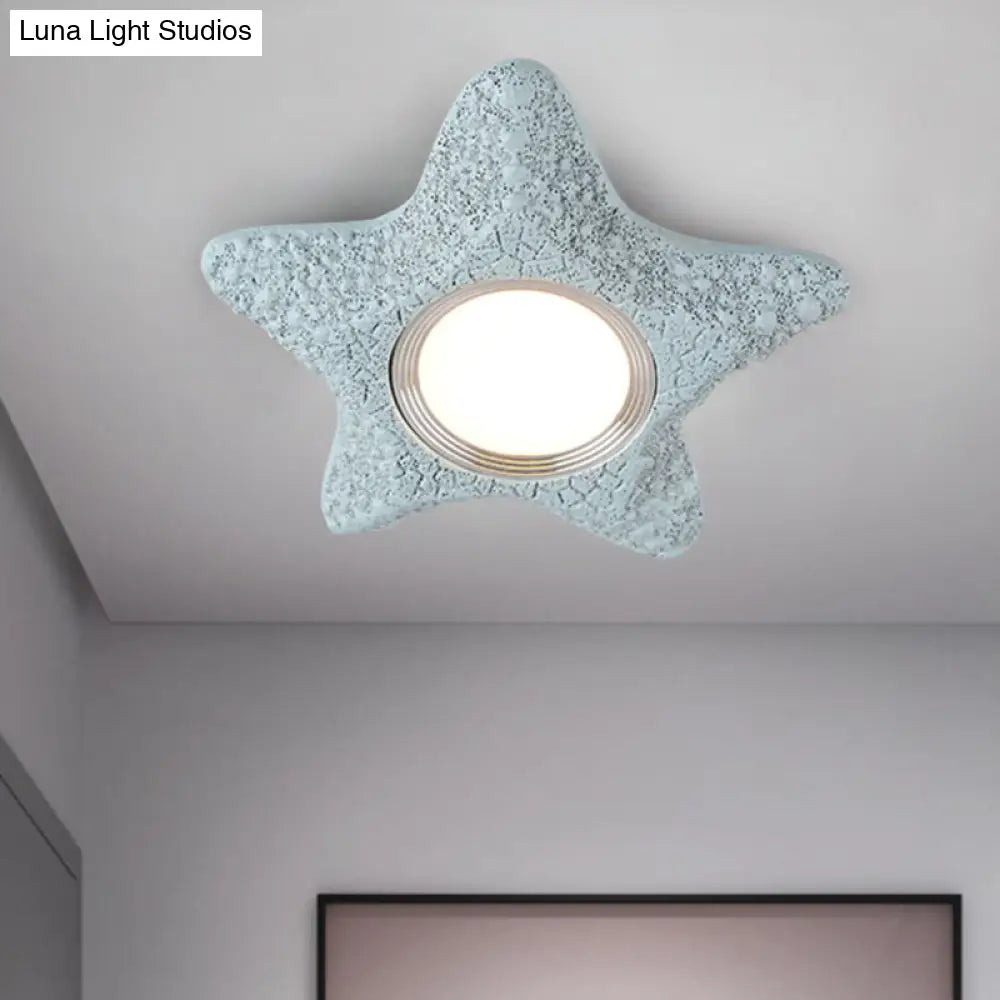 Navigate The Seas With Rudder Flush Mount Lighting Fixture For Kids Room In Blue Ceiling Light