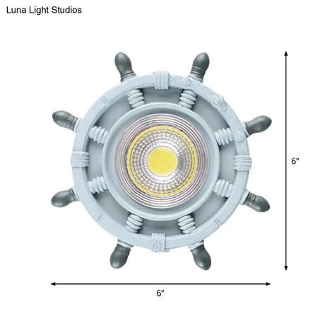 Navigate The Seas With Rudder Flush Mount Lighting Fixture For Kids Room In Blue Ceiling Light