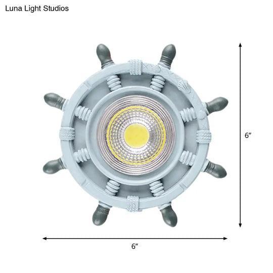 Navigate The Seas With Rudder Flush Mount Lighting Fixture For Kids Room In Blue Ceiling Light