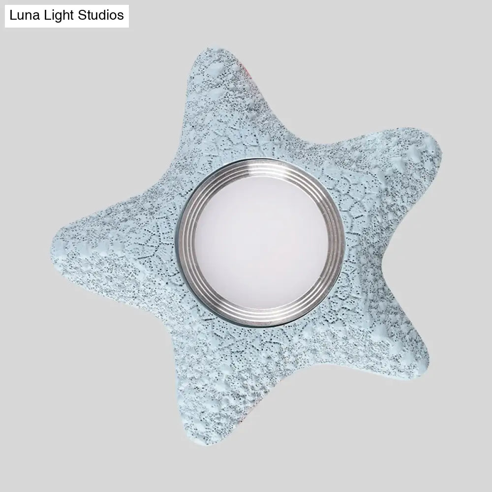 Navigate The Seas With Rudder Flush Mount Lighting Fixture For Kids Room In Blue Ceiling Light