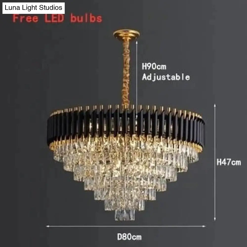 Selma Luxury K9 Crystal Chandeliers Round D80Cm / Changeable Light Chandelier