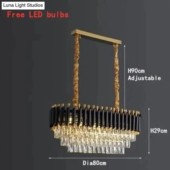 Selma Luxury K9 Crystal Chandeliers Long D80Cm / Changeable Light Chandelier