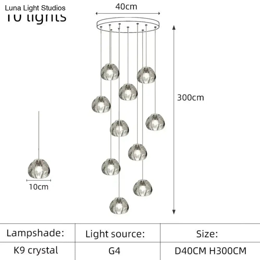 Nebular - Modern K9 Crystal Led Meteor Chandelier