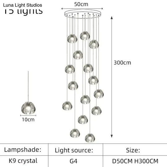 Nebular - Modern K9 Crystal Led Meteor Chandelier