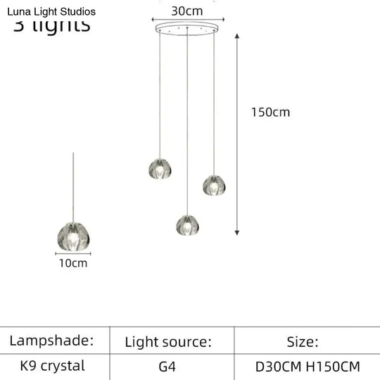 Nebular - Modern K9 Crystal Led Meteor Chandelier