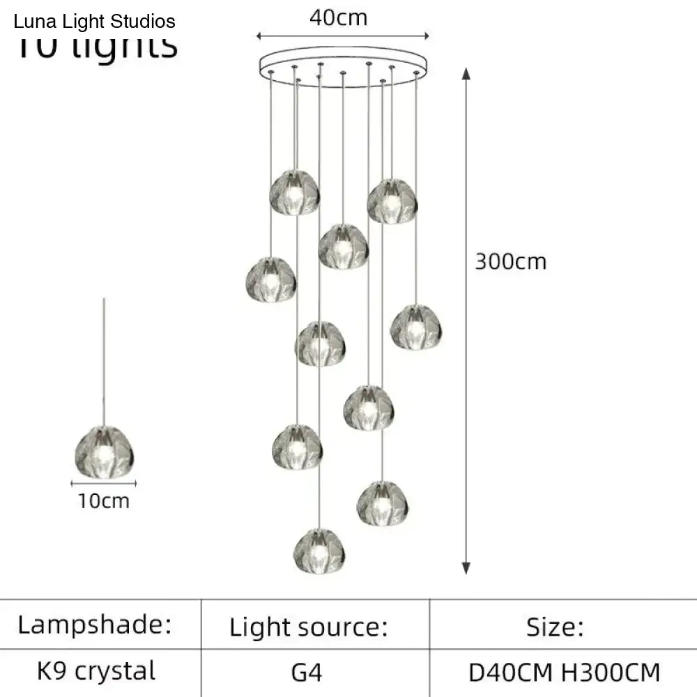 Nebular - Modern K9 Crystal Led Meteor Chandelier