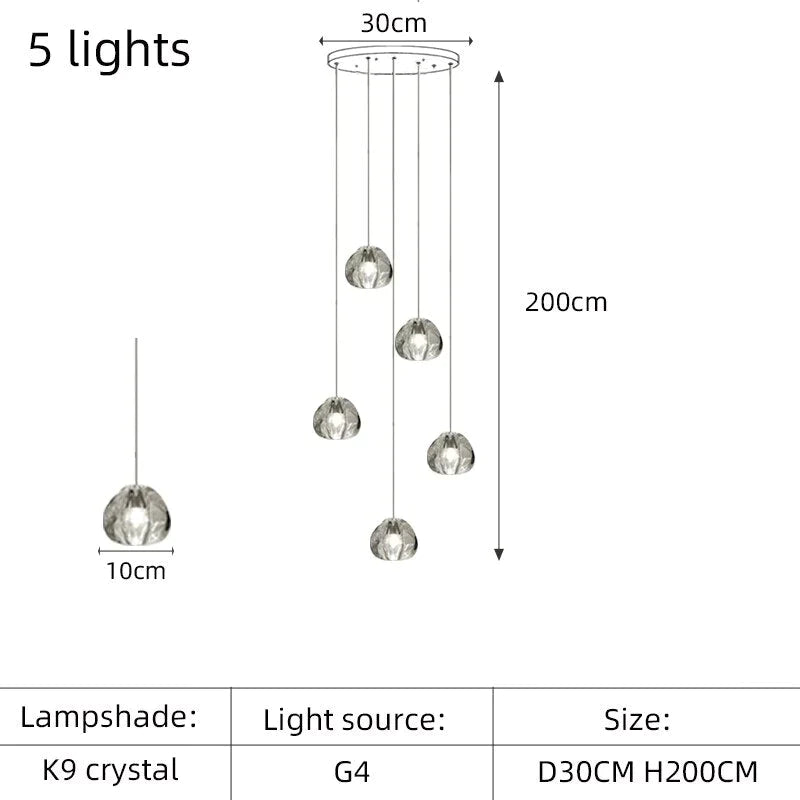 Nebular - Modern K9 Crystal LED meteor chandelier