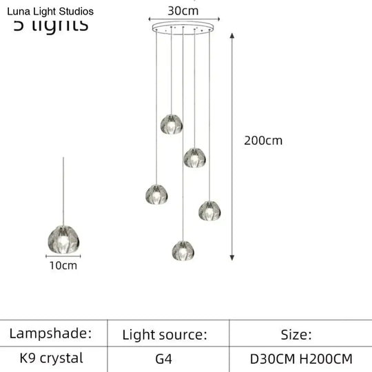 Nebular - Modern K9 Crystal Led Meteor Chandelier