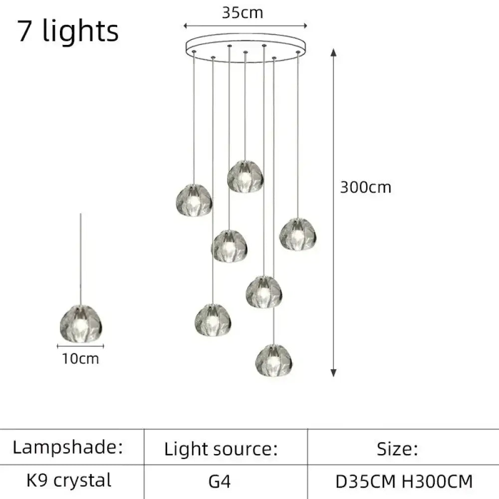 Nebular - Modern K9 Crystal Led Meteor Chandelier 7 Lights / White Light