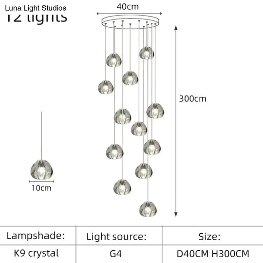 Nebular - Modern K9 Crystal Led Meteor Chandelier