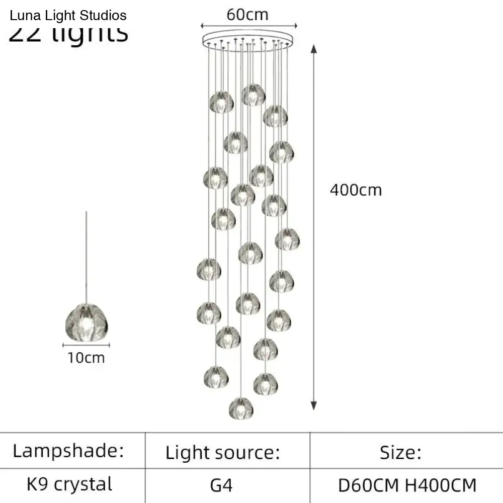 Nebular - Modern K9 Crystal Led Meteor Chandelier