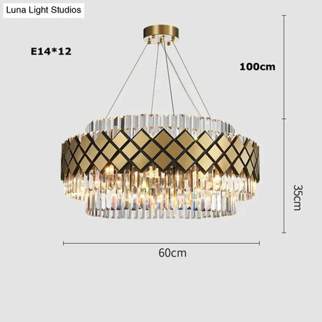 Neva 2 - Designer Alloy And Crystal Led Chandelier For Dinning Room Living Room Dia60Cm