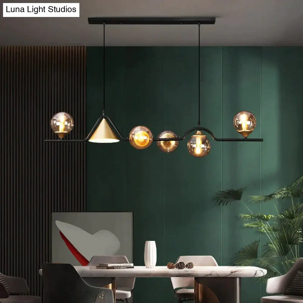 Nevaeh - Nordic Style Black Glass Bulb Led Pendant Light