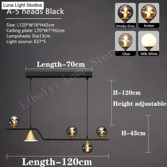 Nevaeh - Nordic Style Black Glass Bulb Led Pendant Light