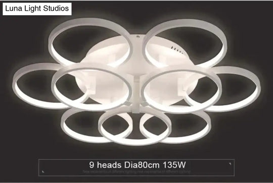 New Arrival Circle Rings Designer Modern Led Ceiling Lights Lamp For Living Room Bedroom Remote