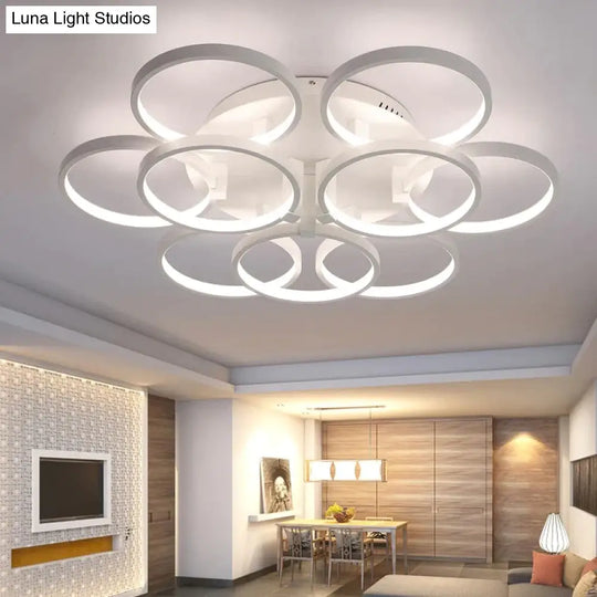 New Arrival Circle Rings Designer Modern Led Ceiling Lights Lamp For Living Room Bedroom Remote